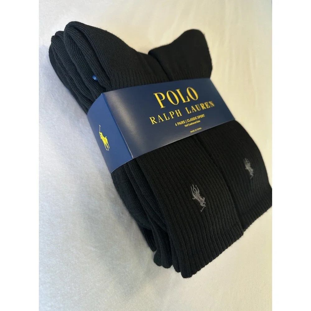 Polo Ralph Lauren‎ Men's - 6 Pair Crew Socks Classic Sport Cushioned Size 6-12.5